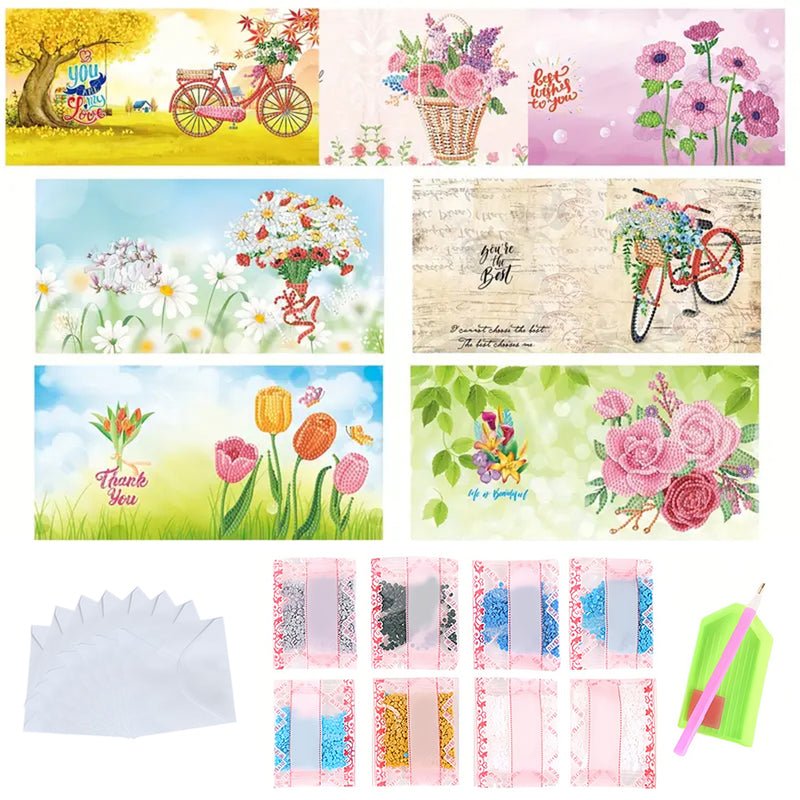 Bicycles and Flowers Greeting Cards | 8 Pieces