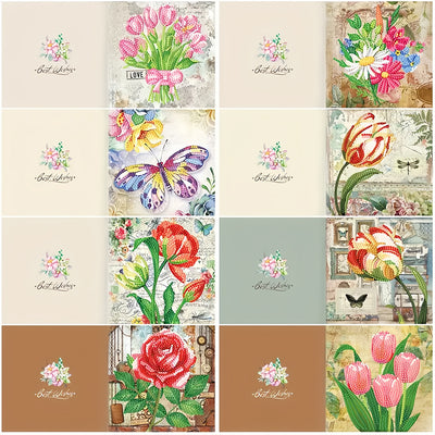 Flowers Greeting Cards | 8 Pieces