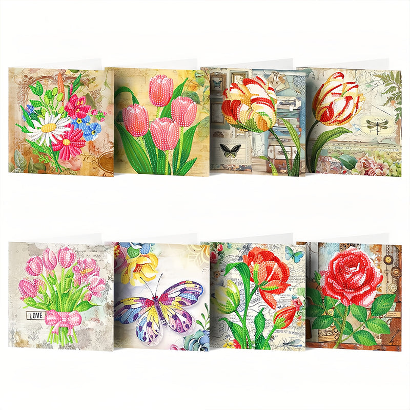 Flowers Greeting Cards | 8 Pieces