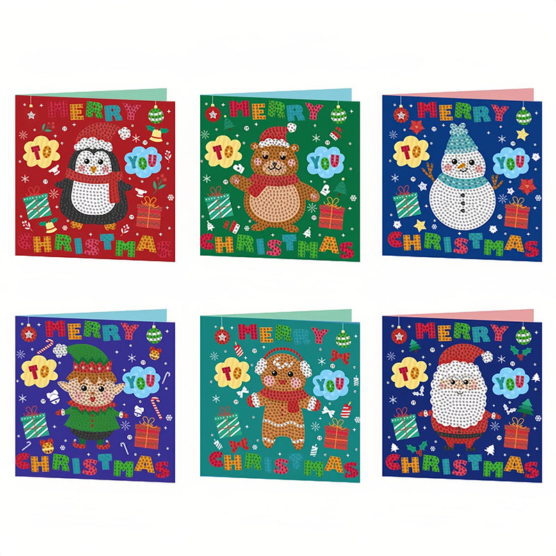 Cartoon Christmas Greeting Cards | 6 Pieces