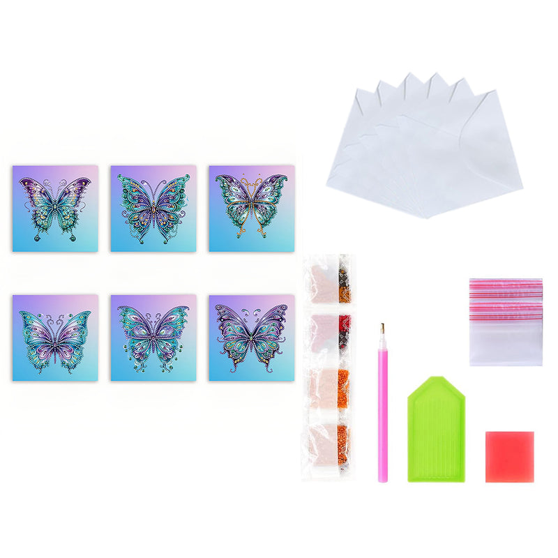 Blue Butterfly Greeting Cards | 6 Pieces