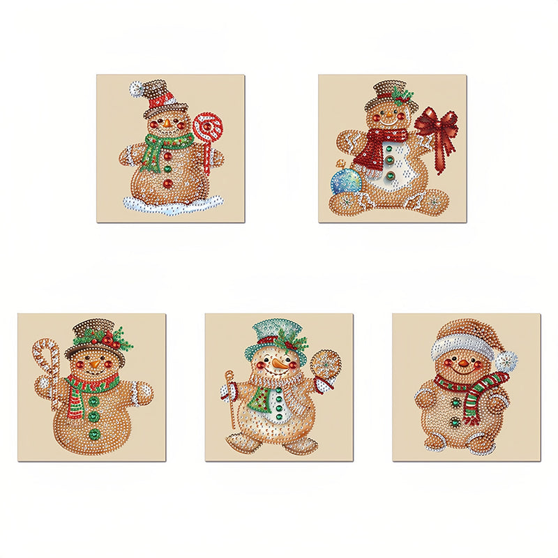 Cartoon Christmas Snowman Greeting Cards | 5 Pieces