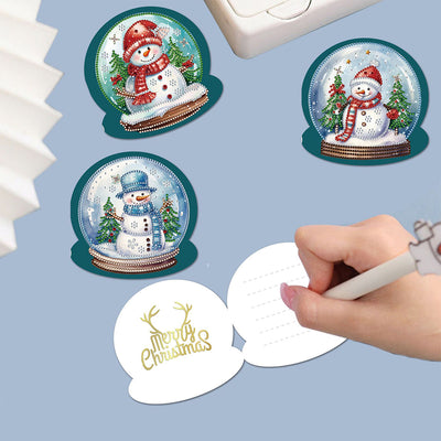 Christmas Snowman Crystal Ball Greeting Cards | 12 Pieces