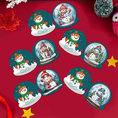 Christmas Snowman Crystal Ball Greeting Cards | 12 Pieces