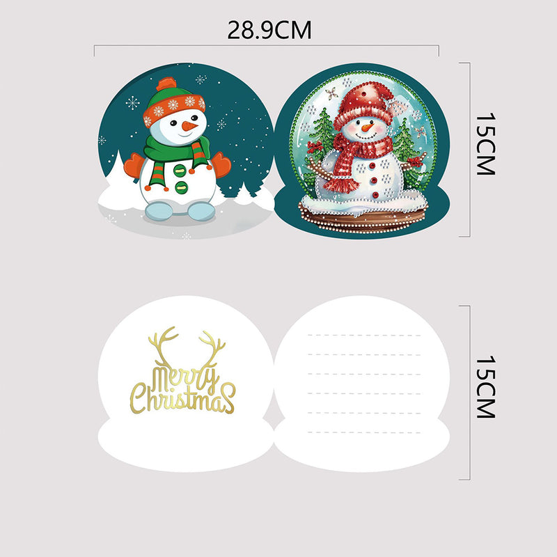 Christmas Snowman Crystal Ball Greeting Cards | 12 Pieces