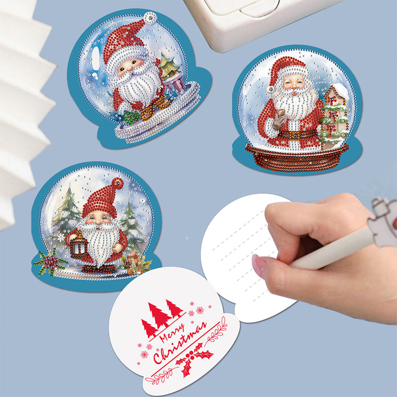 Christmas Santa Claus Crystal Ball Greeting Cards | 12 Pieces