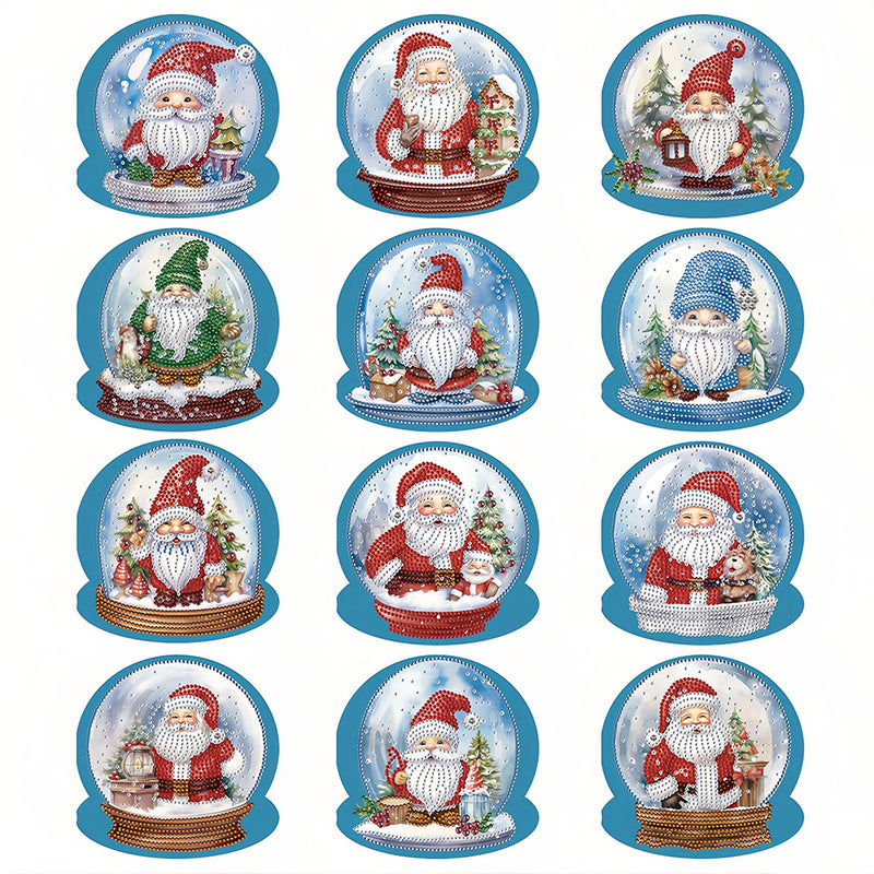 Christmas Santa Claus Crystal Ball Greeting Cards | 12 Pieces