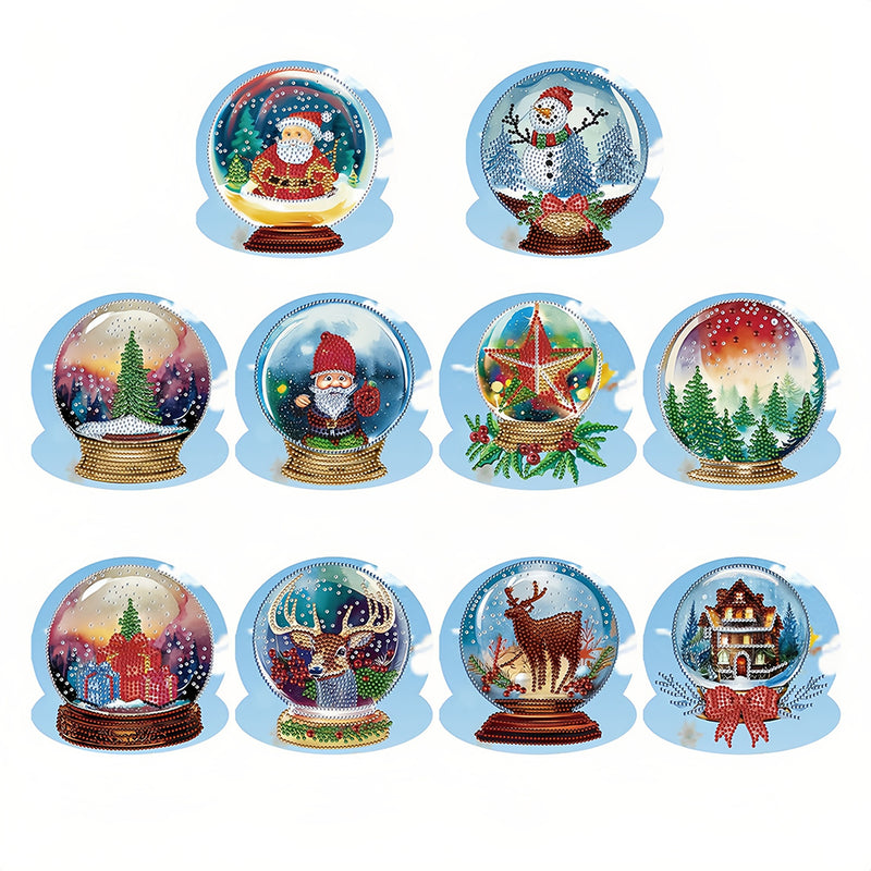 Christmas Crystal Ball Greeting Cards | 10 Pieces