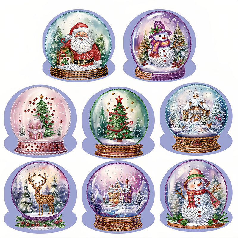 Purple Christmas Crystal Ball Greeting Cards | 8 Pieces