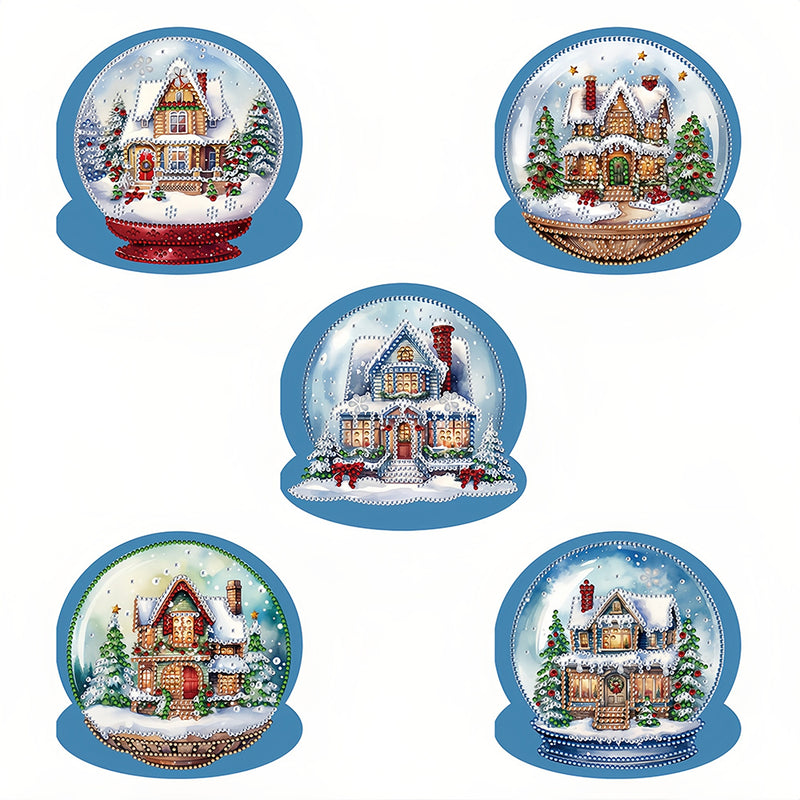 Christmas Castle Crystal Ball Greeting Cards | 5 Pieces