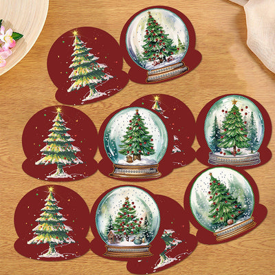 Christmas Tree Crystal Ball Greeting Cards | 8 Pieces