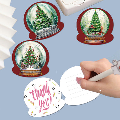 Christmas Tree Crystal Ball Greeting Cards | 8 Pieces