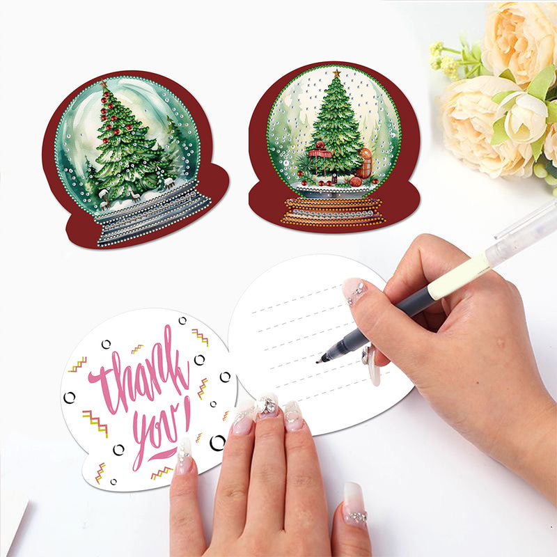 Christmas Tree Crystal Ball Greeting Cards | 8 Pieces