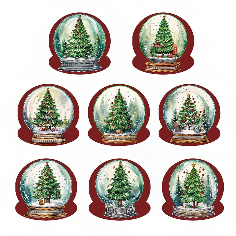 Christmas Tree Crystal Ball Greeting Cards | 8 Pieces