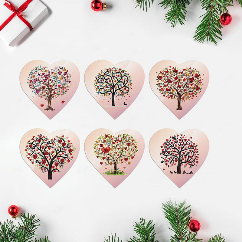 Pink Heart Tree Greeting Cards | 6 Pieces