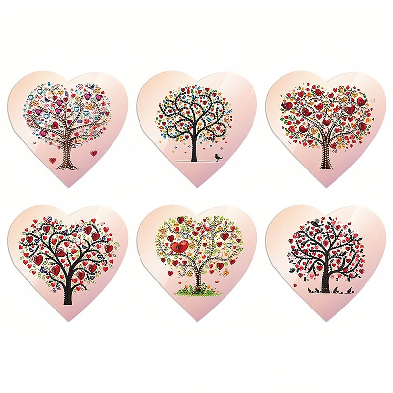 Pink Heart Tree Greeting Cards | 6 Pieces