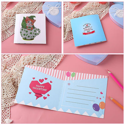 Valentine's Day Teacup Cat Greeting Cards | 10 Pieces