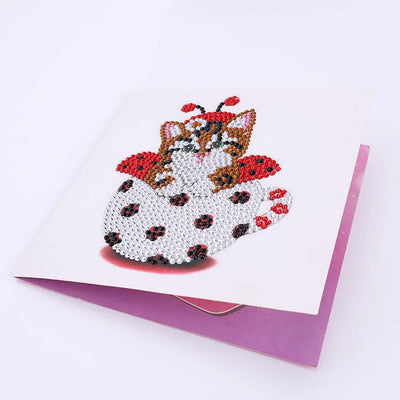 Valentine's Day Teacup Cat Greeting Cards | 10 Pieces