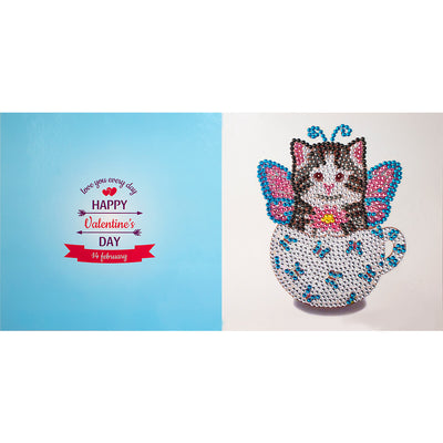 Valentine's Day Teacup Cat Greeting Cards | 10 Pieces