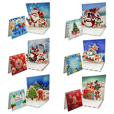 3D Christmas Greeting Cards | 6 Pieces