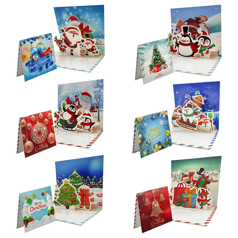 3D Christmas Greeting Cards | 6 Pieces