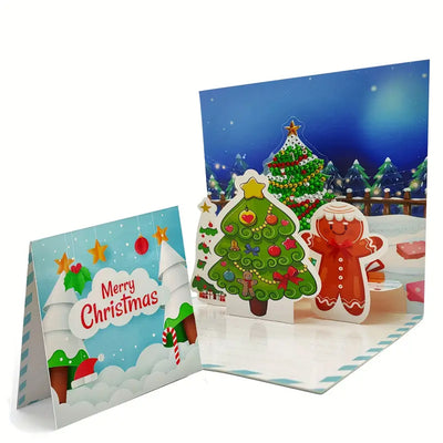 3D Christmas Greeting Cards | 6 Pieces