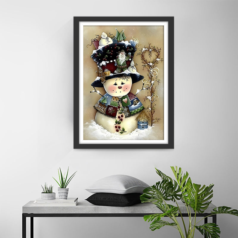 The Snowman Bear with a Hat Diamond Painting