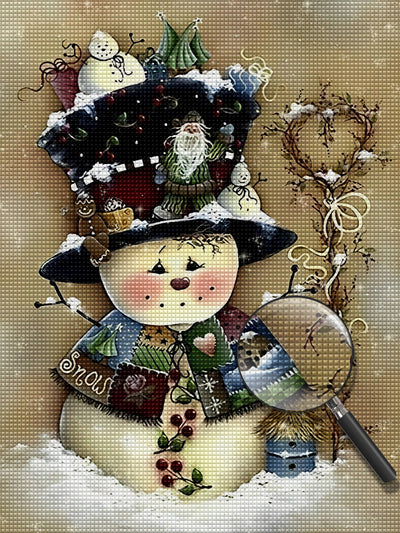 The Snowman Bear with a Hat Diamond Painting