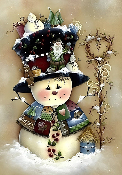 The Snowman Bear with a Hat Diamond Painting