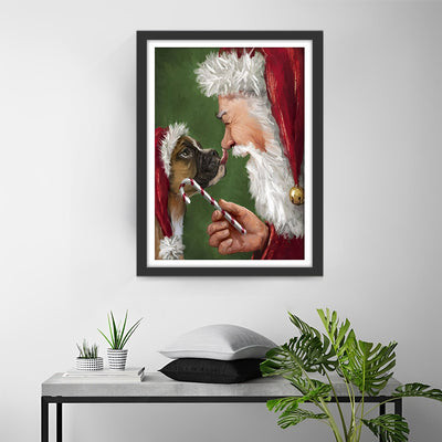 Boxer and Santa Diamond Painting