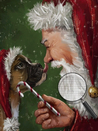 Boxer and Santa Diamond Painting