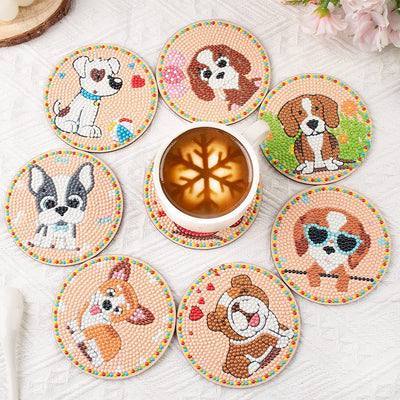 Cute Puppy Diamond Painting Coasters 8Pcs