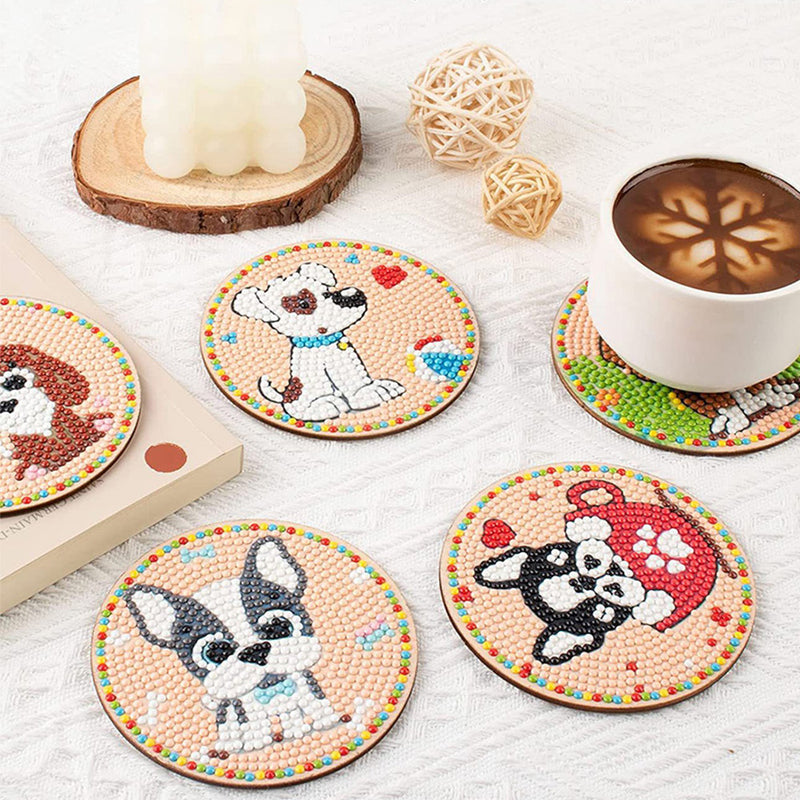 Cute Puppy Diamond Painting Coasters 8Pcs