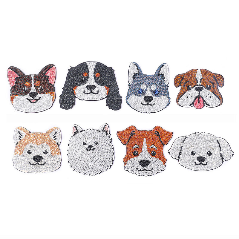 Smiling Dog Diamond Painting Coasters 8Pcs