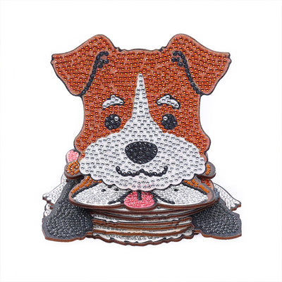 Smiling Dog Diamond Painting Coasters 8Pcs