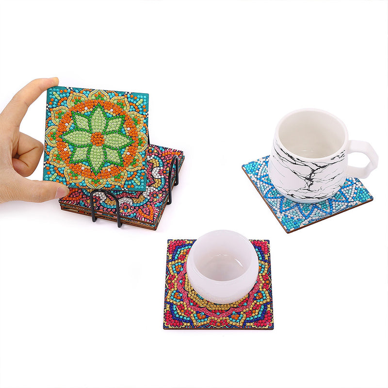 Square Mandala Diamond Painting Coasters 6Pcs