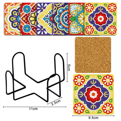 Square Mandala Diamond Painting Coasters 6Pcs