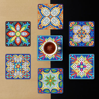 Square Mandala Diamond Painting Coasters 6Pcs