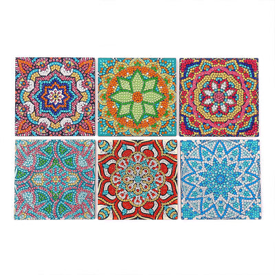 Square Mandala Diamond Painting Coasters 6Pcs