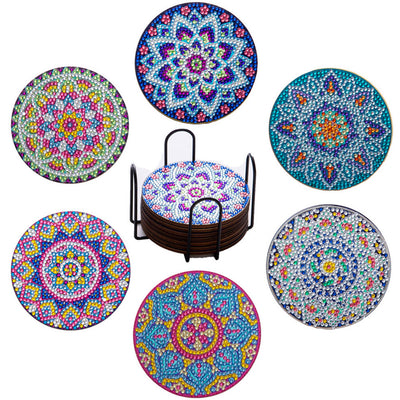 Round Mandala Diamond Painting Coasters 6Pcs