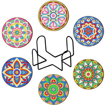 Round Mandala Diamond Painting Coasters 6Pcs