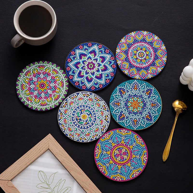 Round Mandala Diamond Painting Coasters 6Pcs