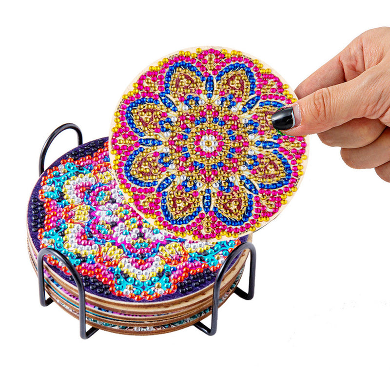 Round Mandala Diamond Painting Coasters 6Pcs