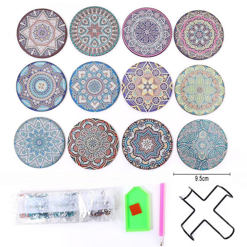 Round Mandala Diamond Painting Coasters 12Pcs