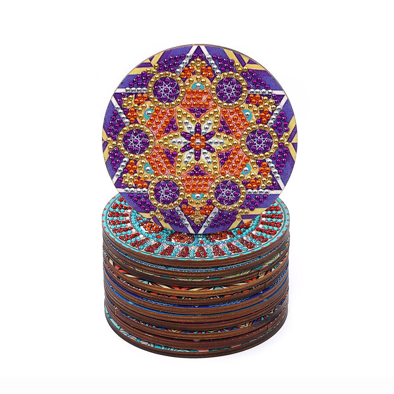 Round Mandala Diamond Painting Coasters 12Pcs