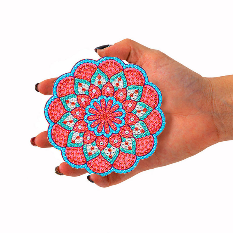 Petal Shaped Mandala Diamond Painting Coasters 6Pcs