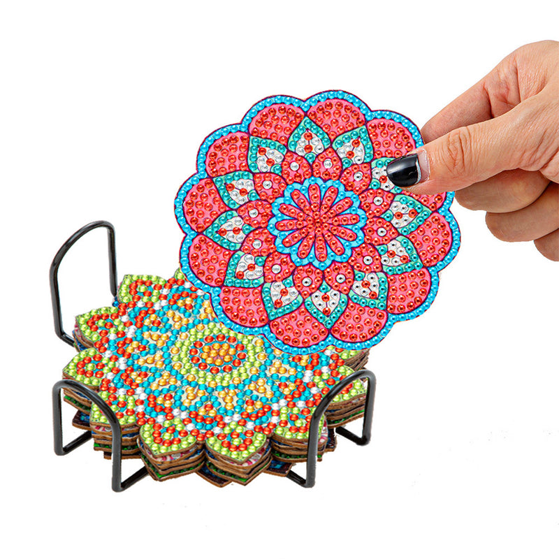 Petal Shaped Mandala Diamond Painting Coasters 6Pcs