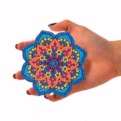 Petal Shaped Mandala Diamond Painting Coasters 6Pcs