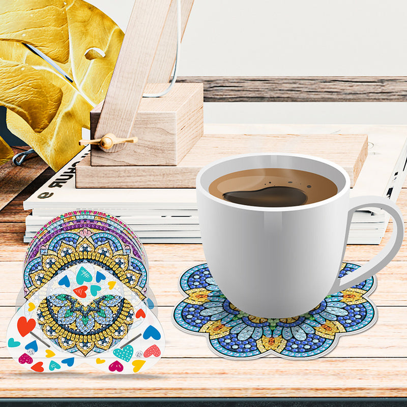 Irregular Shaped Mandala Diamond Painting Coasters 8Pcs