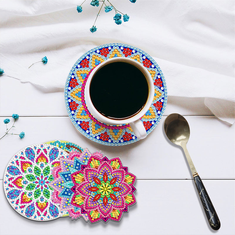 Irregular Shaped Mandala Diamond Painting Coasters 8Pcs